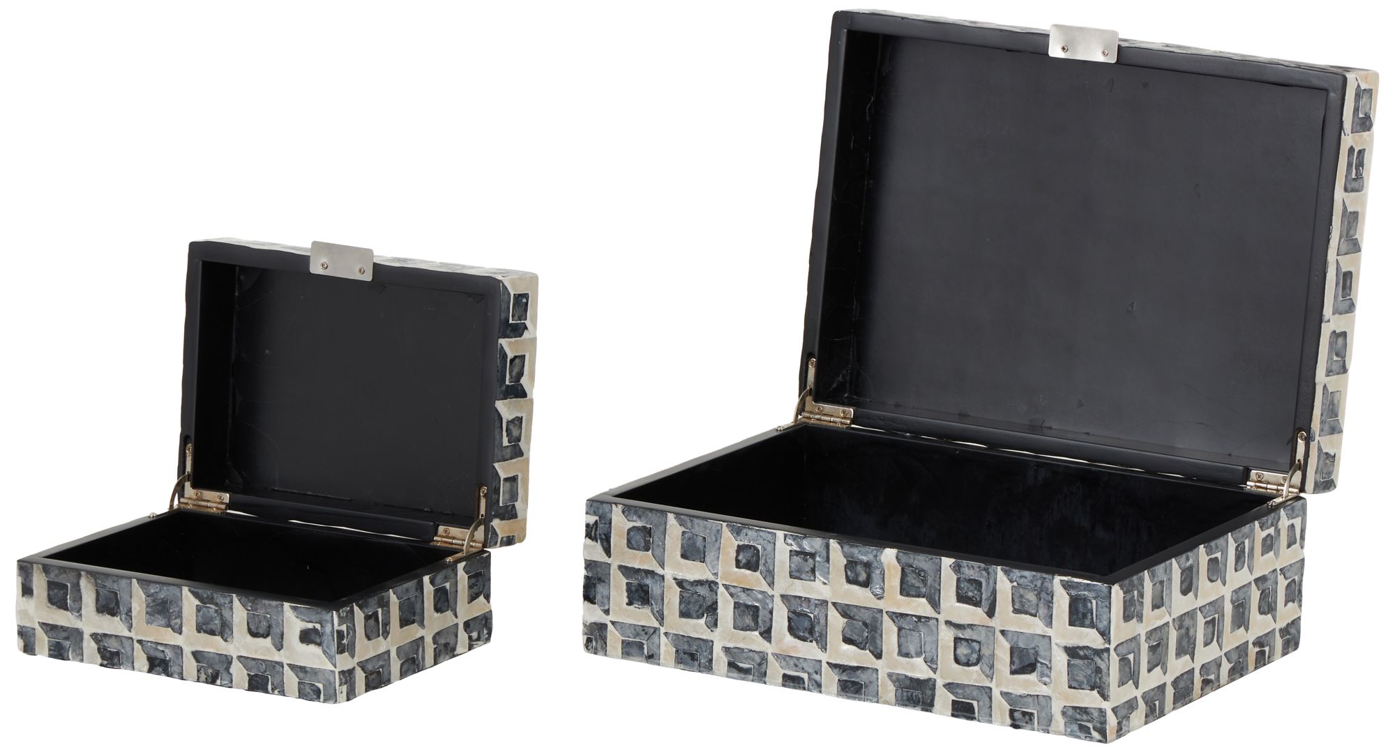 Image 6 Dark Gray Capiz Shell Modern Box, S/2 12", 8"W more views