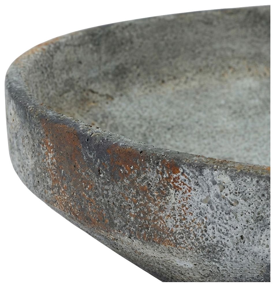 Image 2 Dark Gray Ceramic Rustic Decorative Bowl, 12" x 12" x 4" more views