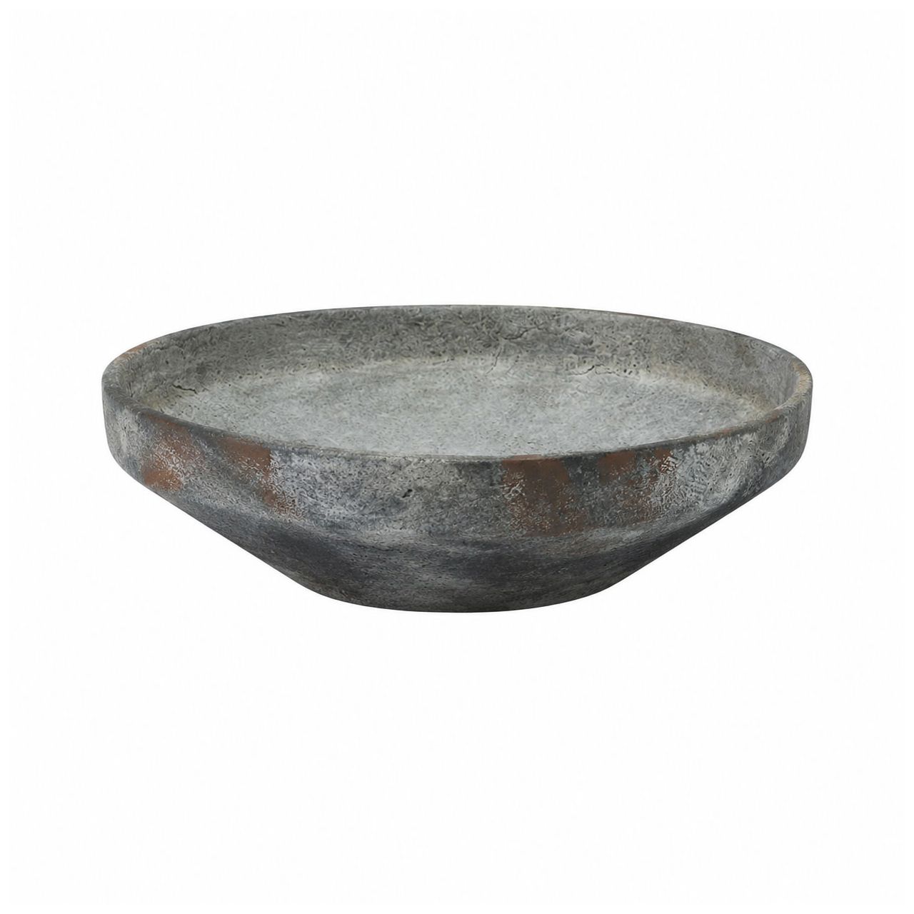 Image 5 Dark Gray Ceramic Rustic Decorative Bowl, 12" x 12" x 4" more views