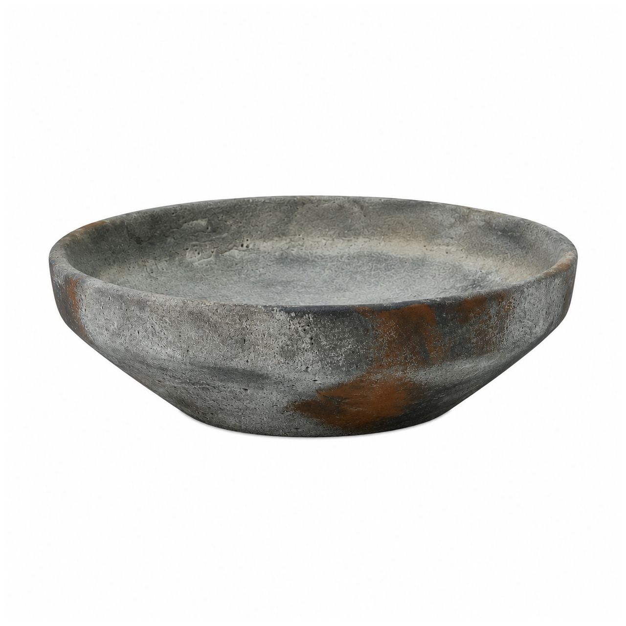 Image 6 Dark Gray Ceramic Rustic Decorative Bowl, 12" x 12" x 4" more views