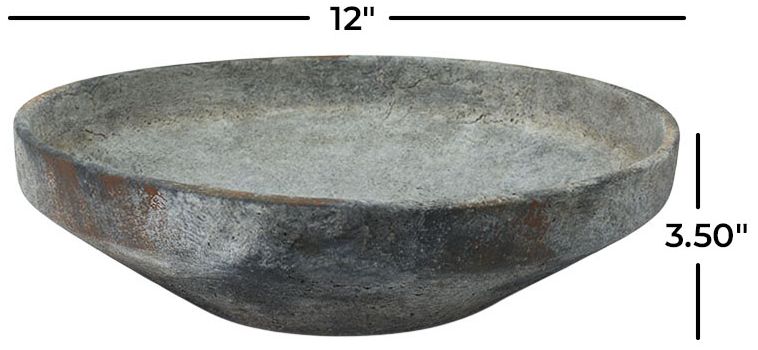 Image 7 Dark Gray Ceramic Rustic Decorative Bowl, 12" x 12" x 4" more views