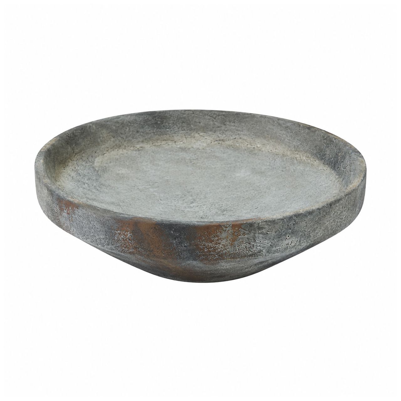 Dark Gray Ceramic Rustic Decorative Bowl, 12" x 12" x 4"