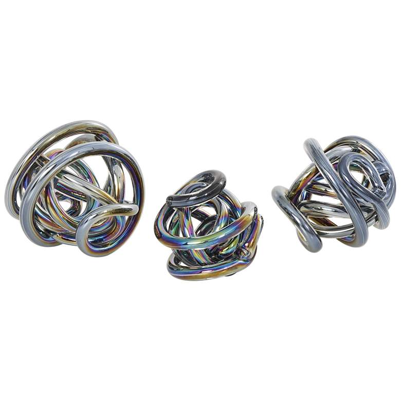 Image 1 Dark Gray Glass Modern Sculpture, S/3 5", 4", 4"W