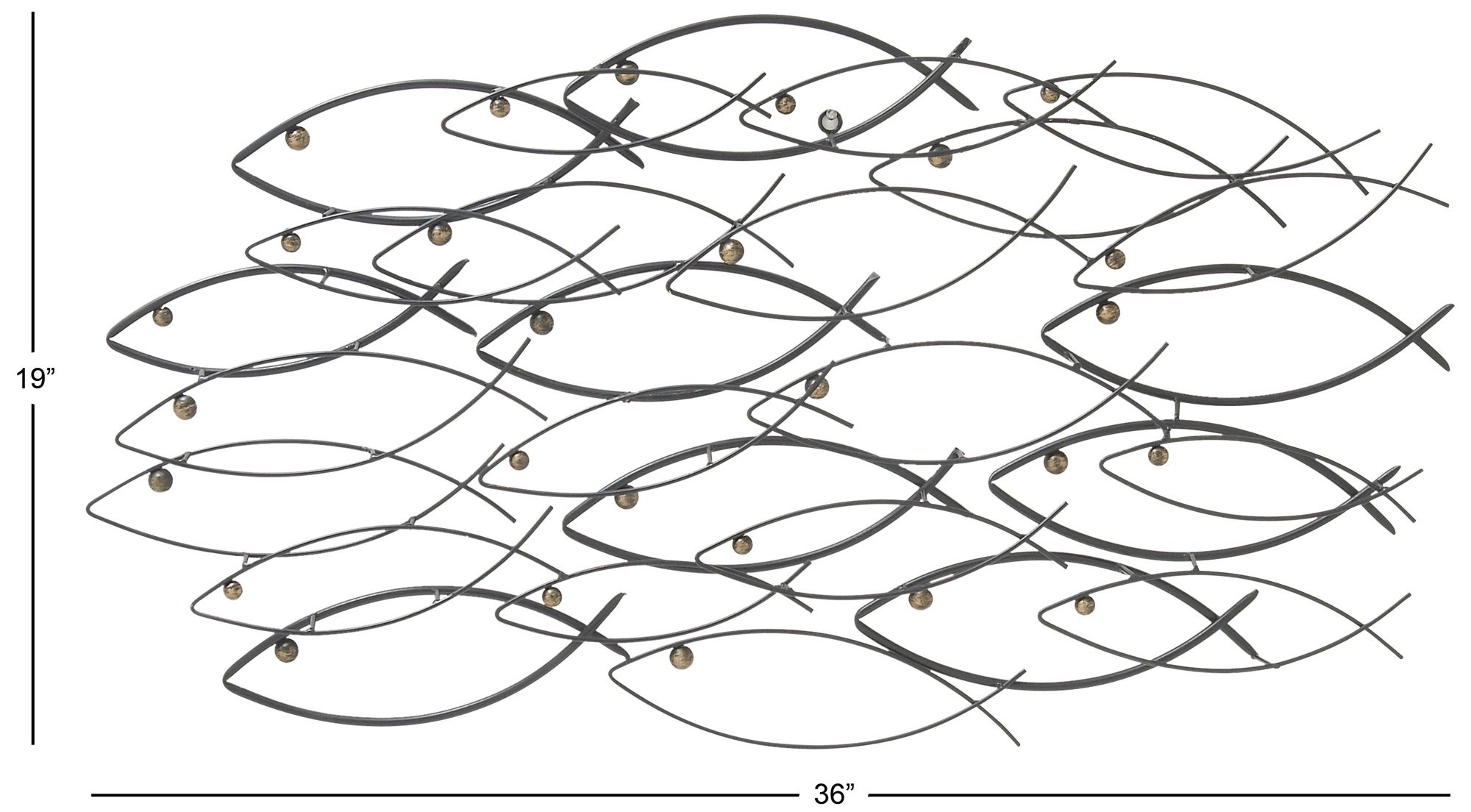 Image 6 Dark Gray Metal Coastal Wall Decor, 36" x 3" x 19" more views