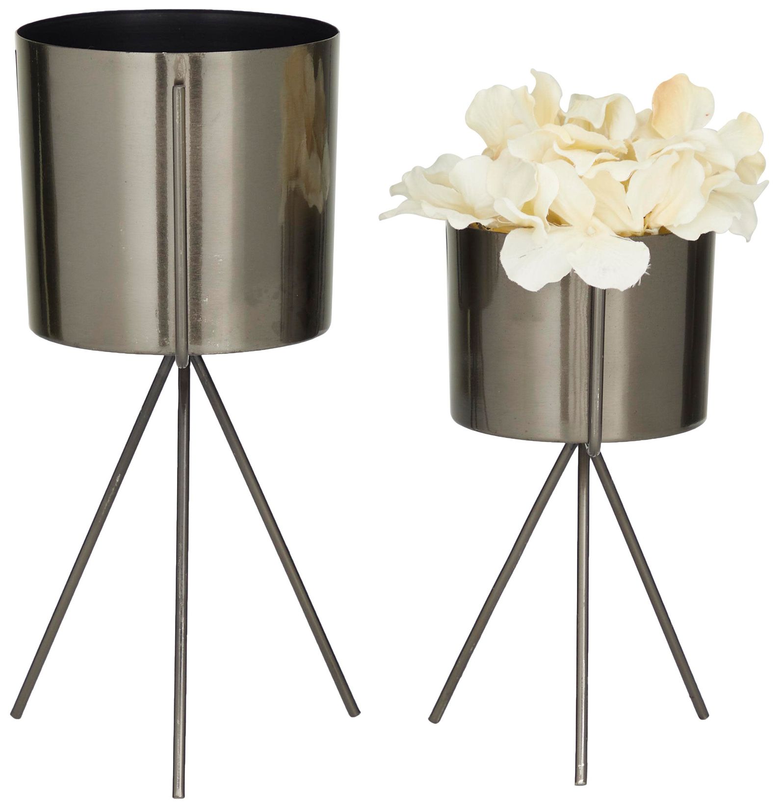 Image 2 Dark Gray Metal Contemporary Planter, S/2 12", 9"H