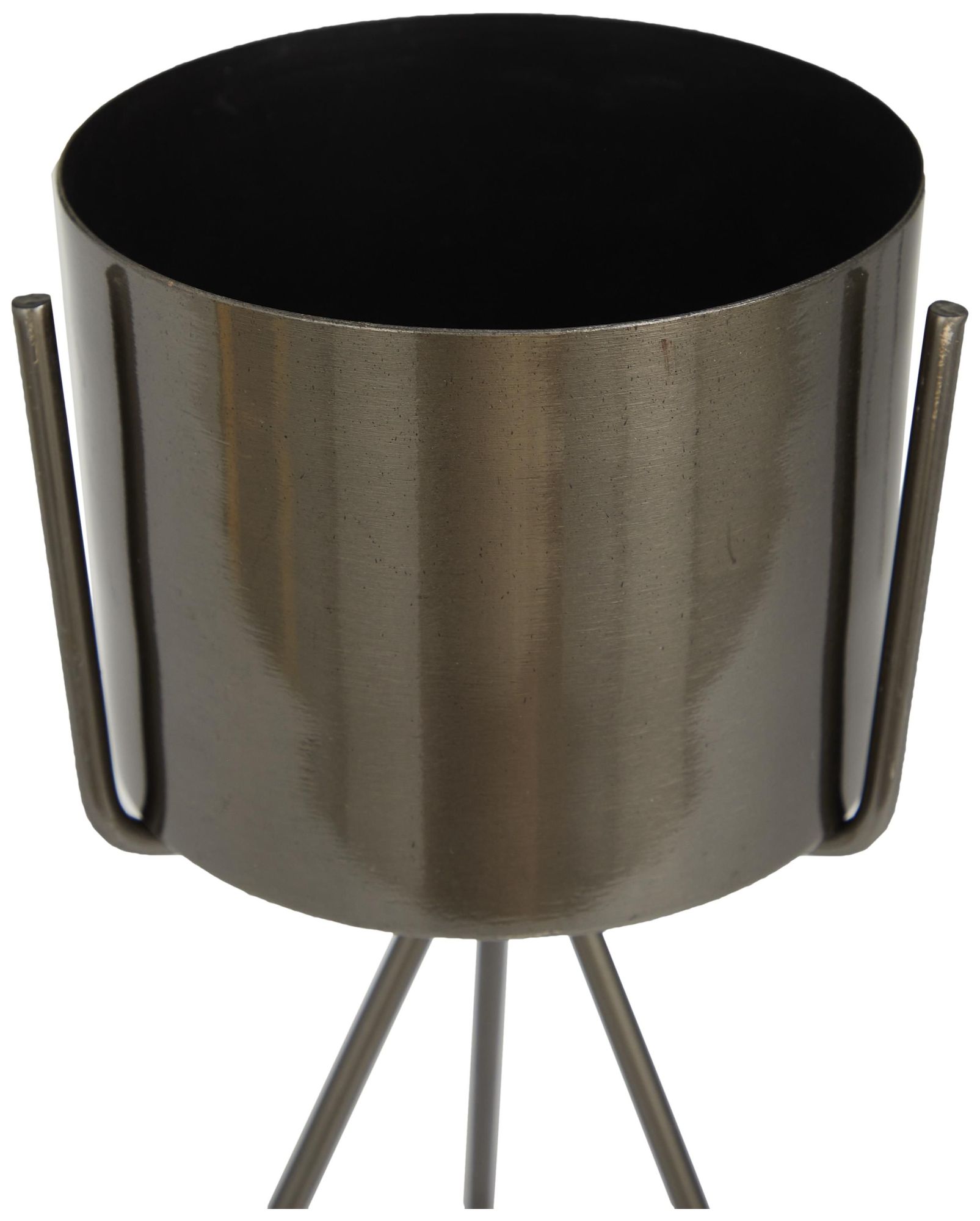 Image 3 Dark Gray Metal Contemporary Planter, S/2 12", 9"H more views