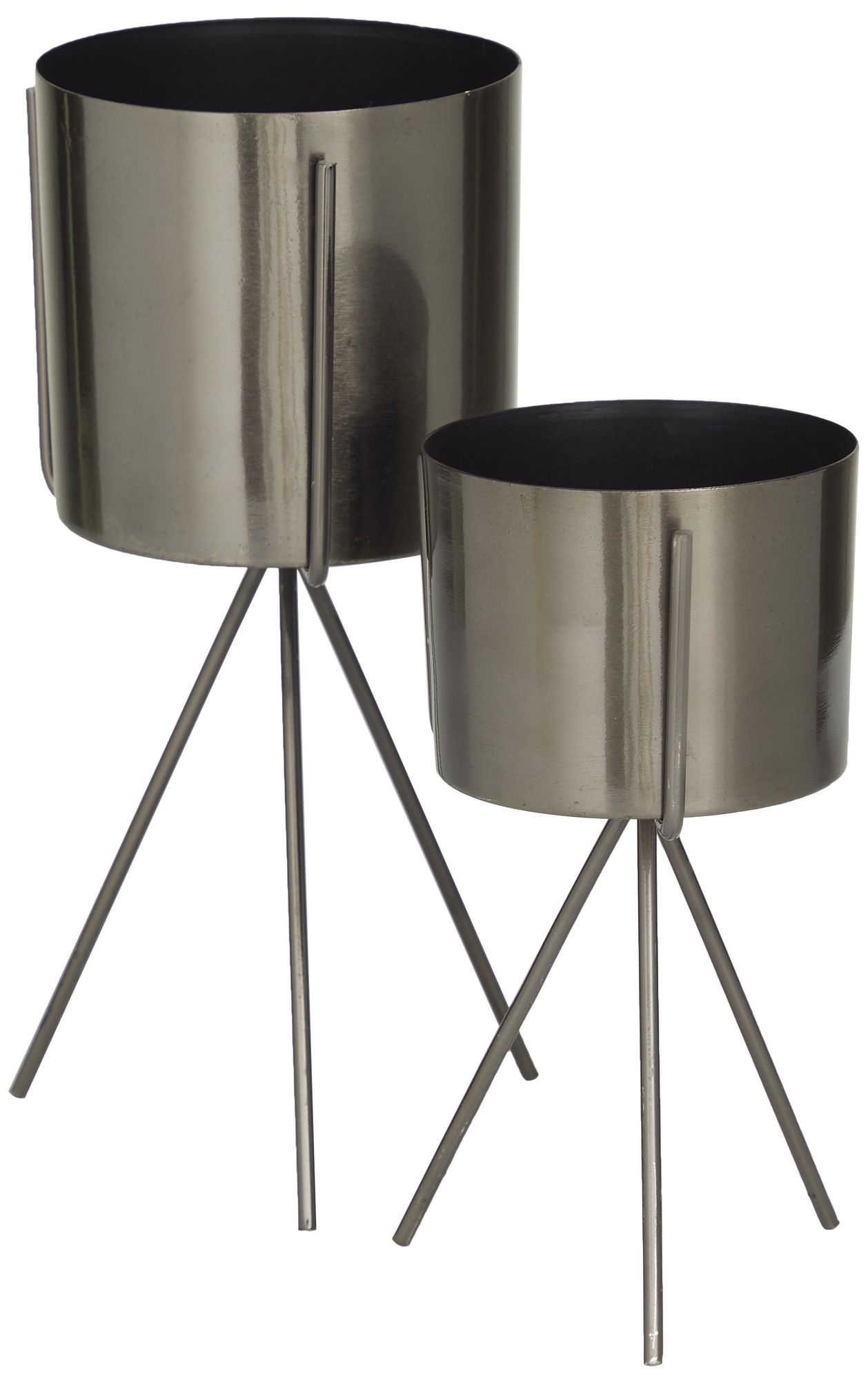 Image 6 Dark Gray Metal Contemporary Planter, S/2 12", 9"H more views