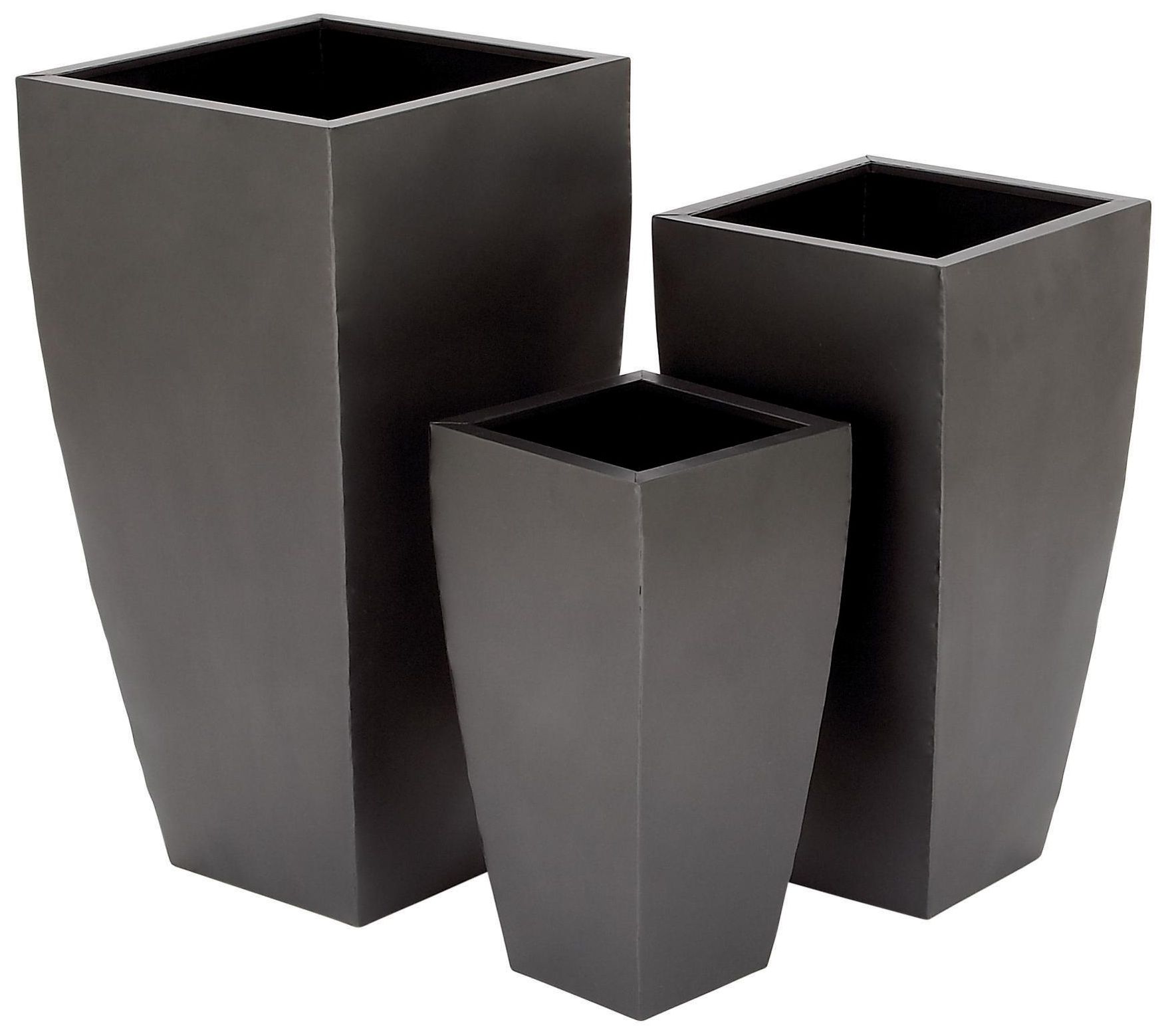 Image 4 Dark Gray Metal Contemporary Planter, S/3 20", 25", 30"H more views