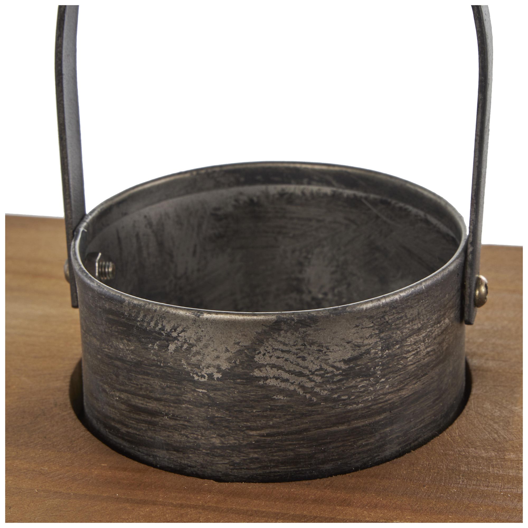 Image 3 Dark Gray Metal Industrial Candle Lantern, S/2 15", 11"H more views