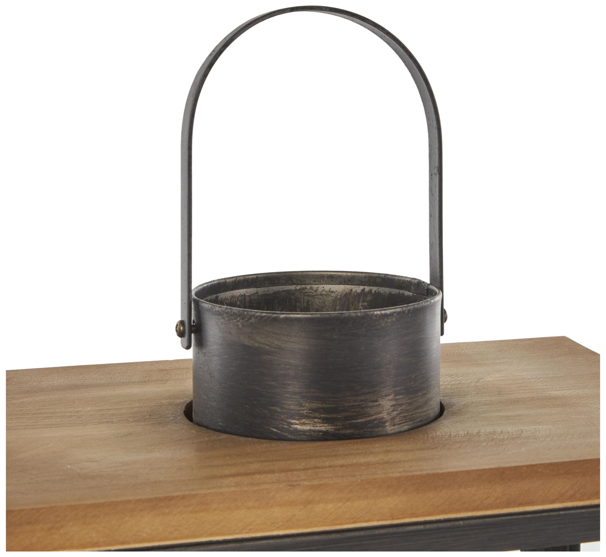 Image 4 Dark Gray Metal Industrial Candle Lantern, S/2 15", 11"H more views