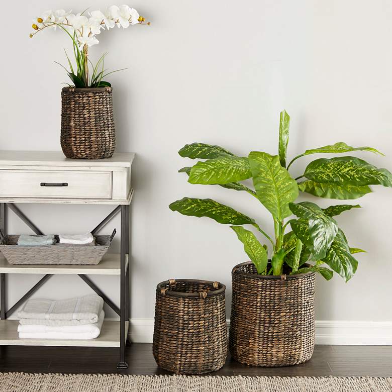 Image 1 Dark Gray Natural Woven Seagrass Baskets - Set of 3