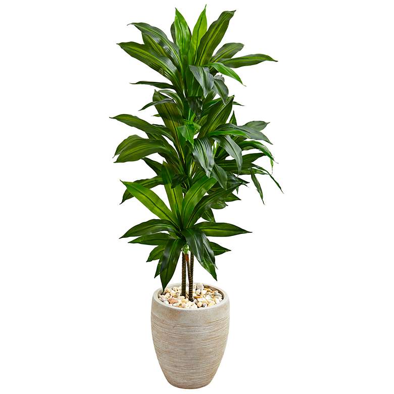 Image 2 Dark Green Dracaena 48" High Faux Plant in Pot