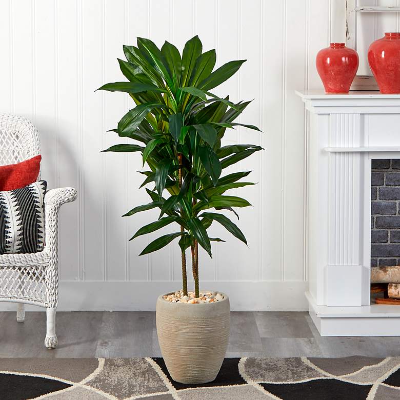 Image 7 Dark Green Dracaena 48" High Faux Plant in Pot more views