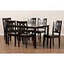 Dark Luisa Brown Wood 7-Piece Dining Table and Chair Set