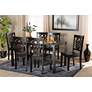 Dark Luisa Brown Wood 7-Piece Dining Table and Chair Set
