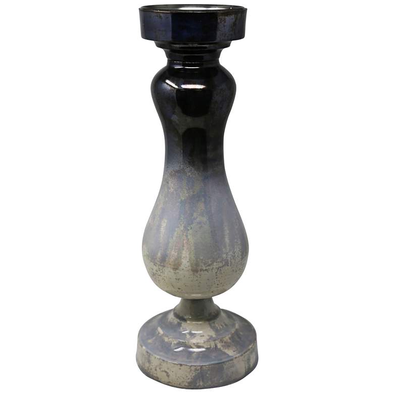 Image 1 Dark Ombre 18 1/2 inch High Glass Pillar Candle Holder