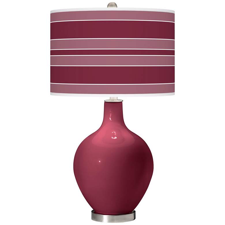 Image 1 Dark Plum Bold Stripe Ovo Table Lamp