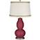 Dark Plum Double Gourd Table Lamp with Rhinestone Lace Trim