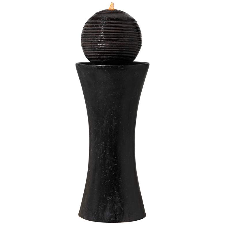 Image 6 Dark Sphere 35 1/2 inch High LED Pillar Bubbler Fountain more views