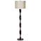 Dark-Stain Wood Twist Floor Lamp with Embroidered Shade