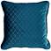 Dark Turquoise Blue Velvet Quatrefoil 18" Square Pillow