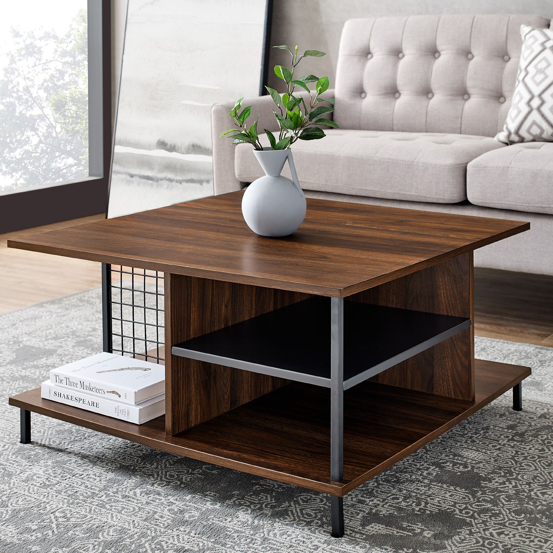 wide square coffee table