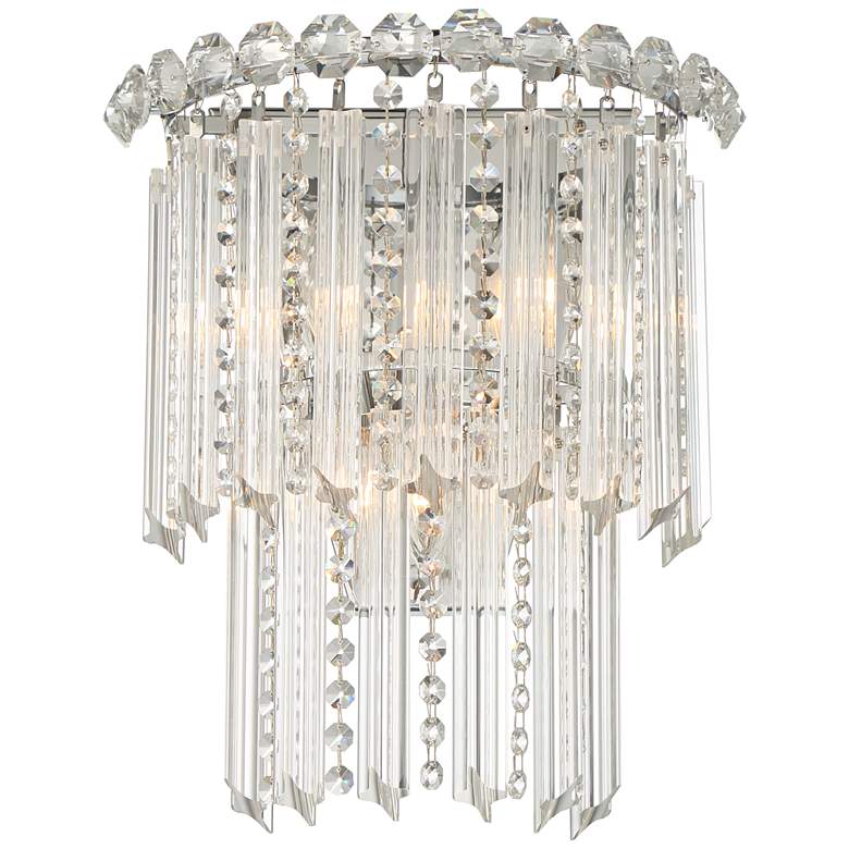 Image 2 Darla 14 inch High Chrome and Crystal 3-Light Wall Sconce