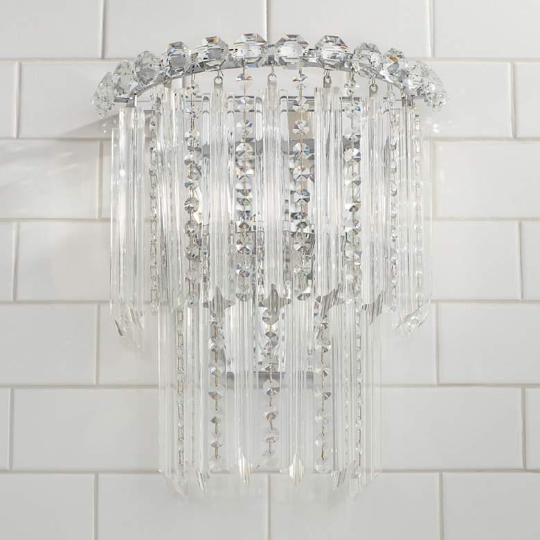 Image 1 Darla 14 inch High Chrome and Crystal 3-Light Wall Sconce