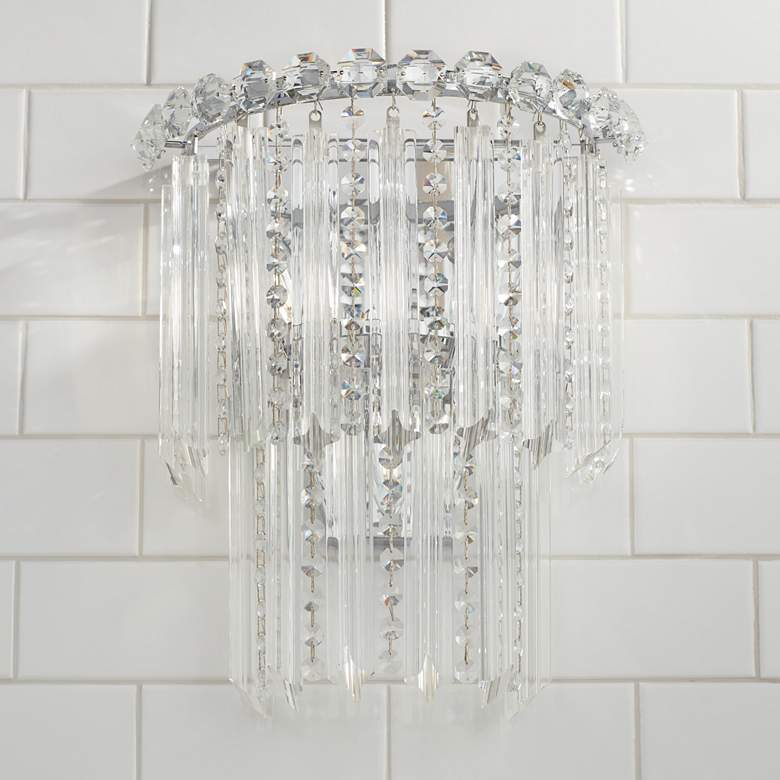 Image 1 Darla 14" High Chrome and Crystal 3-Light Wall Sconce