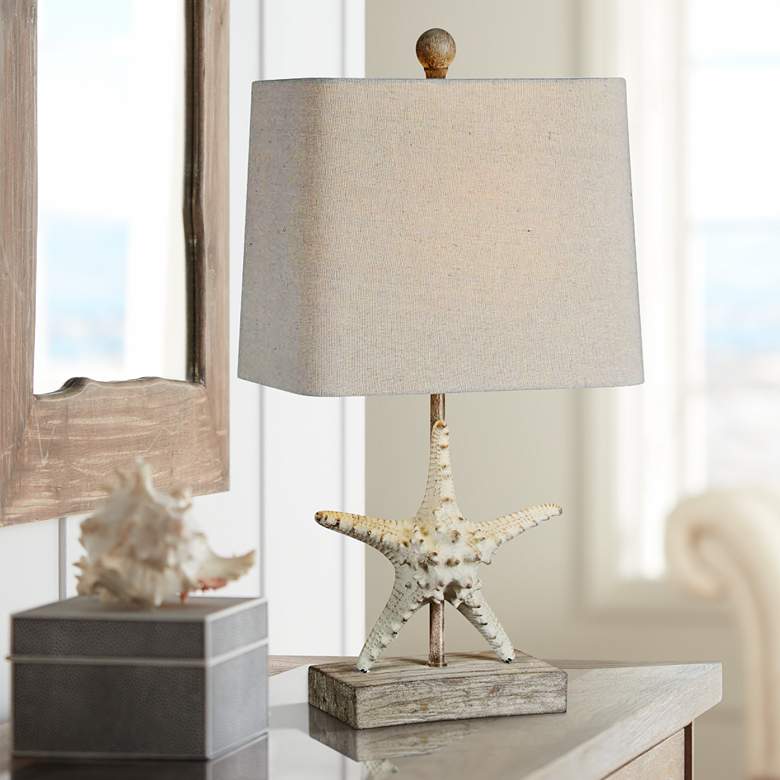 Image 1 Darla 19 1/2 inch High Coastal Style White Starfish Table Lamp