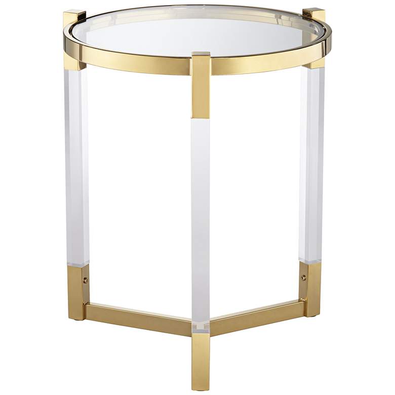 Image 3 Darla 19" Wide Gold and Acrylic Modern Round Accent Table