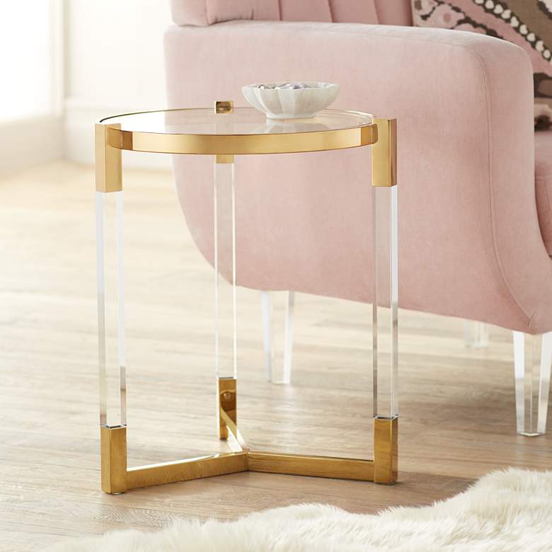 Image 2 Darla 19" Wide Gold and Acrylic Modern Round Accent Table