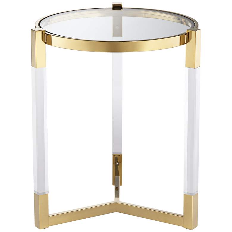 Image 6 Darla 19 inch Wide Gold and Acrylic Modern Round Accent Table more views