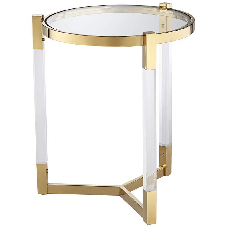 Image 7 Darla 19 inch Wide Gold and Acrylic Modern Round Accent Table more views