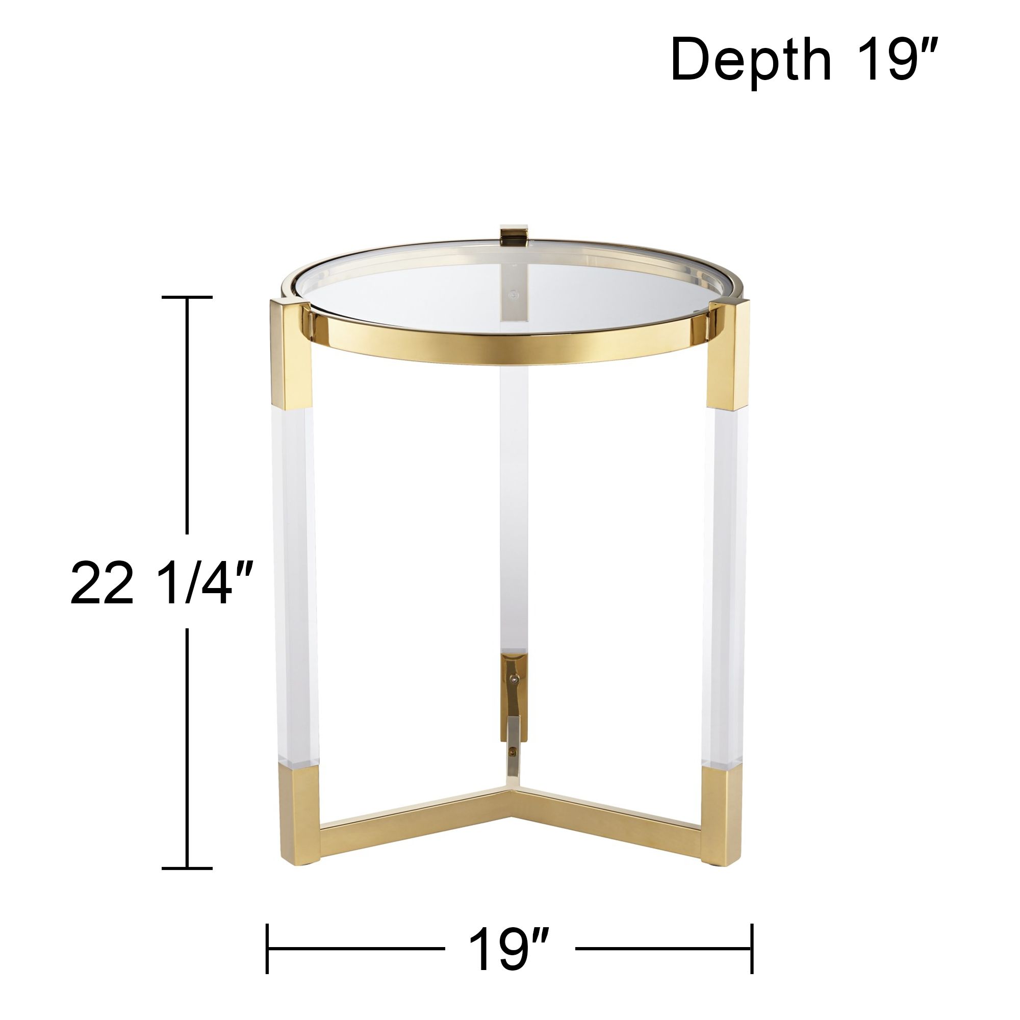 Darla 19" Wide Gold and Acrylic Modern Round Accent Table in scene