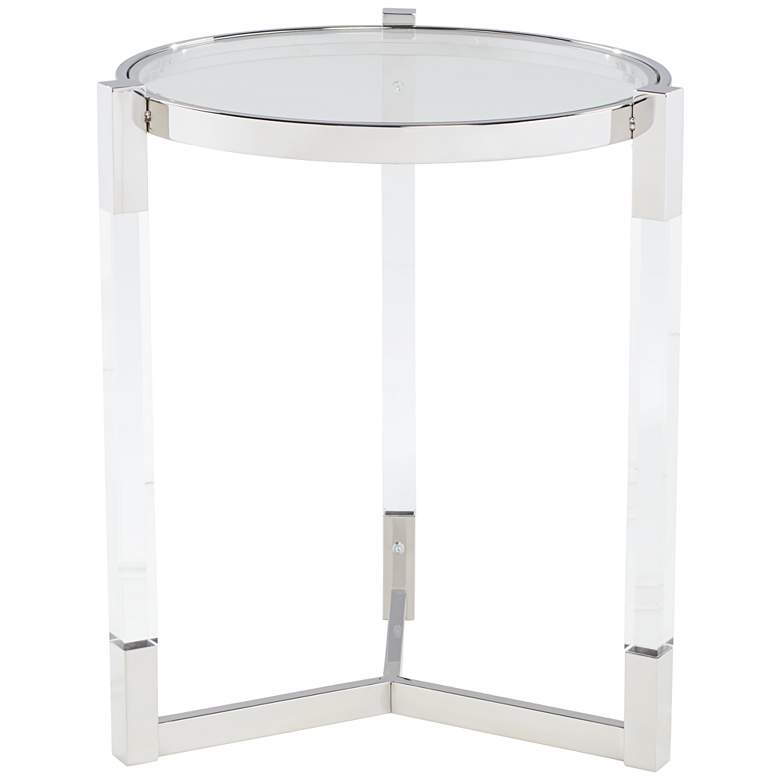 Image 3 Darla 19 inch Wide Silver and Acrylic Modern Round Accent Table