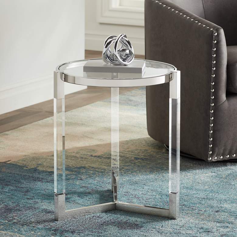 Image 2 Darla 19 inch Wide Silver and Acrylic Modern Round Accent Table