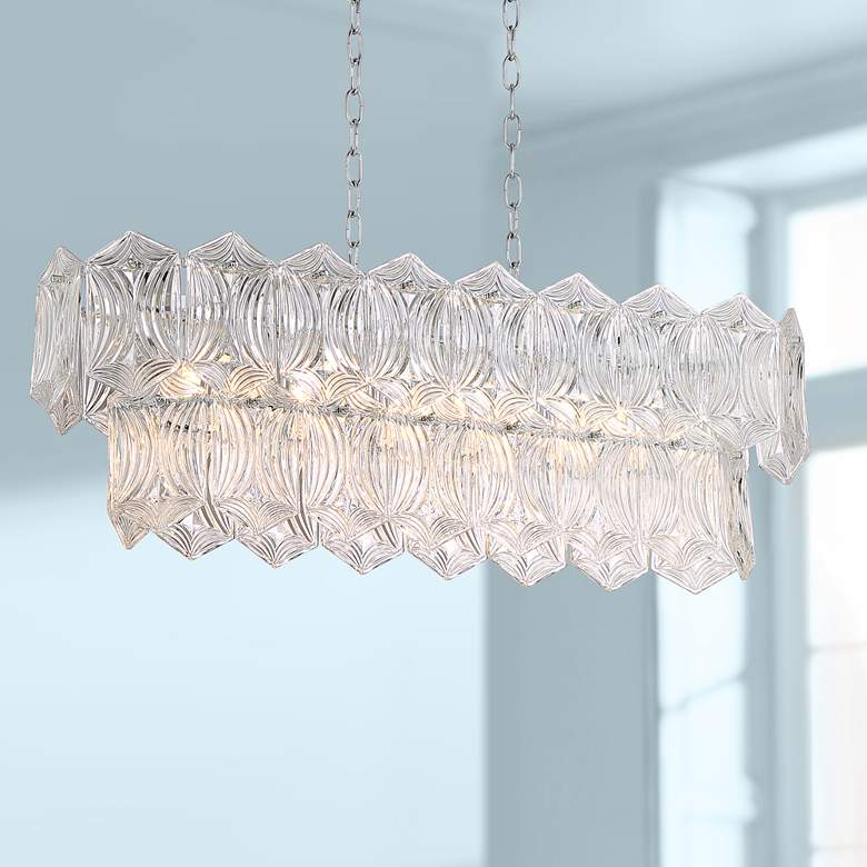 Image 1 Darlene 33" Wide Crystal 10-Light LED Island Chandelier