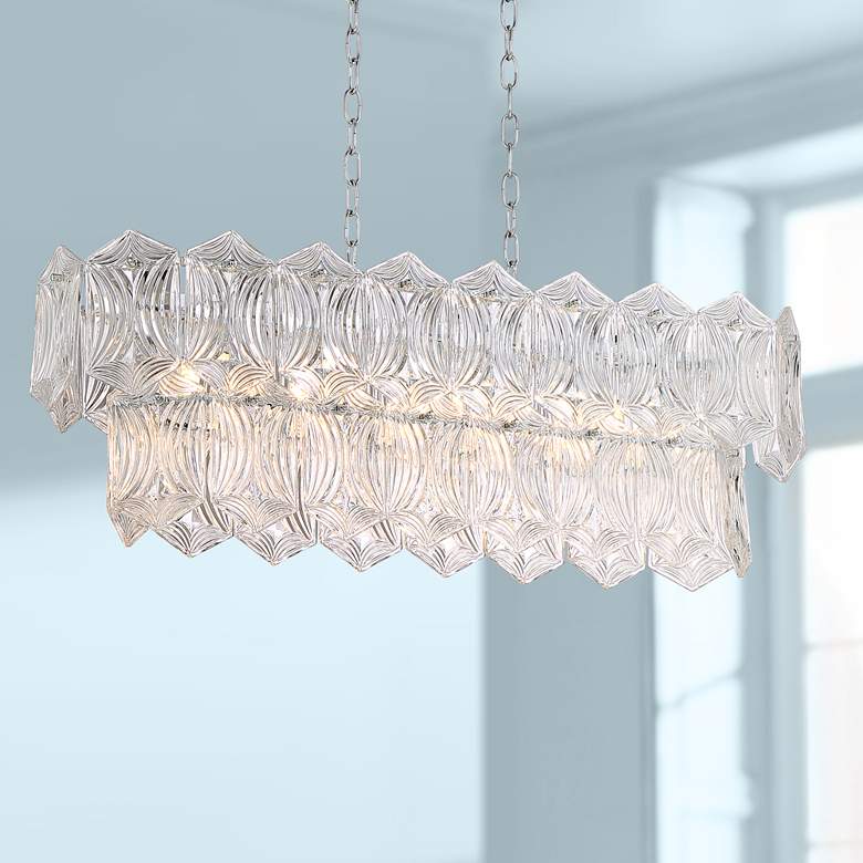 Image 1 Darlene 33 inch Wide Crystal 10-Light LED Island Chandelier