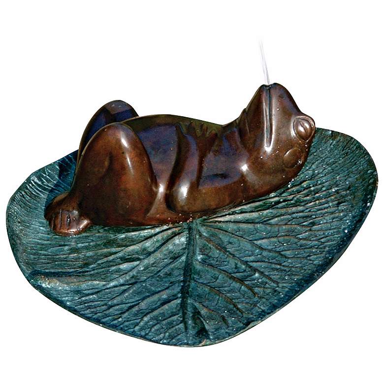 Image 2 Darn Frog 14" HIgh Cast Brass Water Spitter Pond Fountain