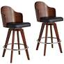 1_Darnton 26 1/2" Black Faux Leather Swivel Counter Stools Set of 2