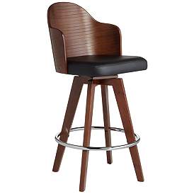 Image2 of Darnton 26 1/2" Black Faux Leather Swivel Counter Stool
