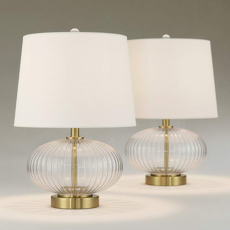 Image 2 Darrah 19" High Clear Glass Table Lamp Set of 2