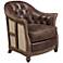 Darren Brown Button Tufted Leather Accent Chair