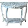Darrieux 37 1/2" Wide Blue Bone Inlay Demilune Console Table