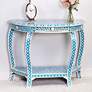 1_Darrieux 37 1/2" Wide Blue Bone Inlay Demilune Console Table