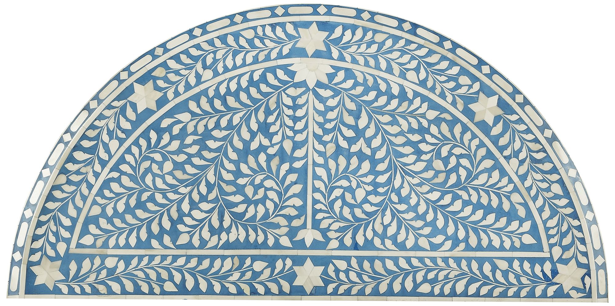 Image 4 Darrieux 37 1/2" Wide Blue Bone Inlay Demilune Console Table more views