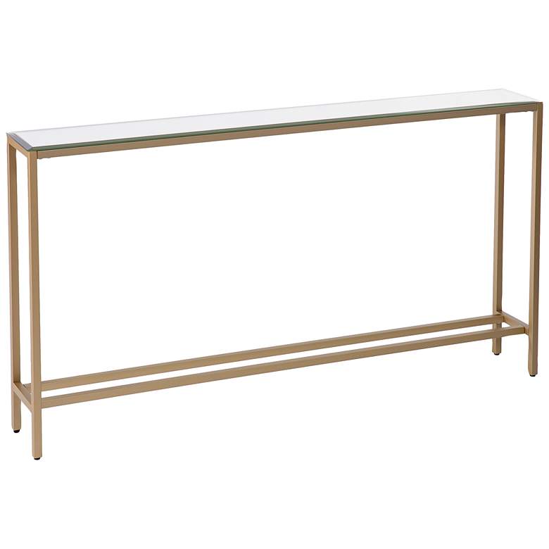 Image 2 Darrin 56" Wide Mirrored Gold Iron Narrow Console Table