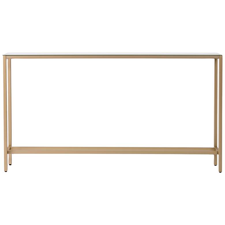 Image 4 Darrin 56" Wide Mirrored Gold Iron Narrow Console Table more views