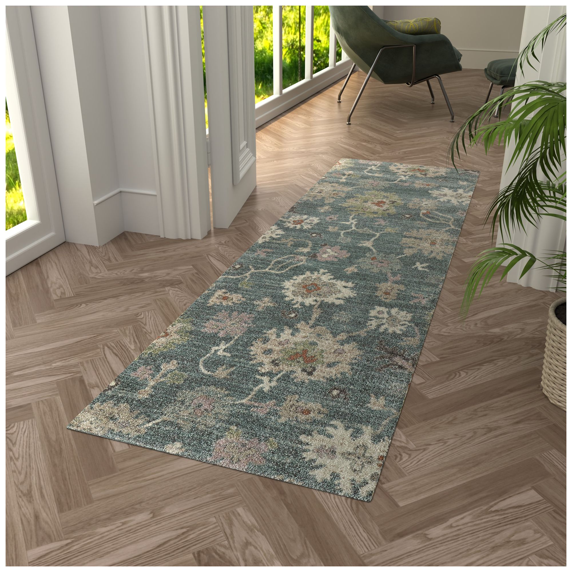 Image 3 Dartmouth Abstract Indoor Blue Area Rug 39QMF 2'-6" x 7'-3" more views